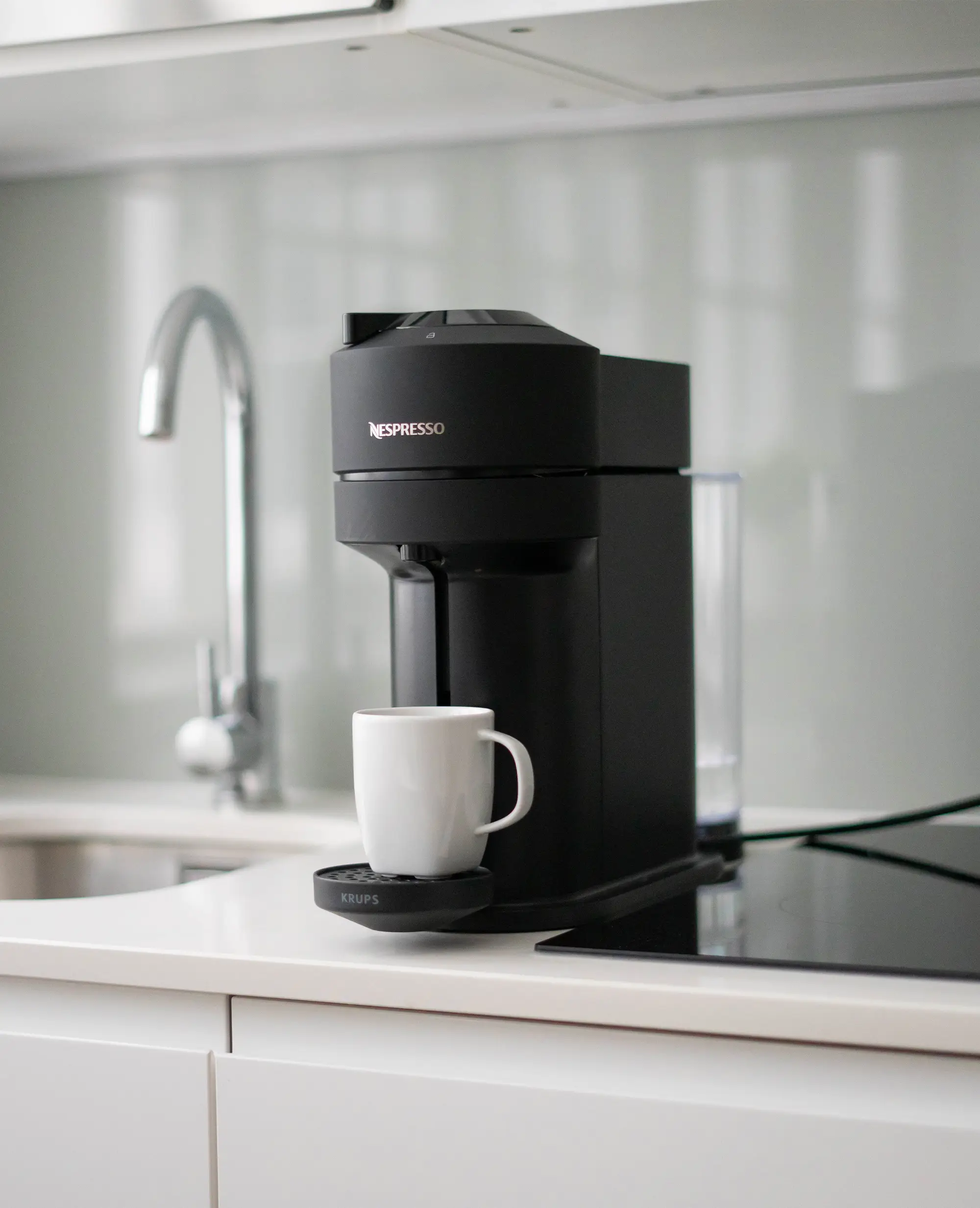A stylish Nespresso coffee machine in a studio apartment in Kensington, London